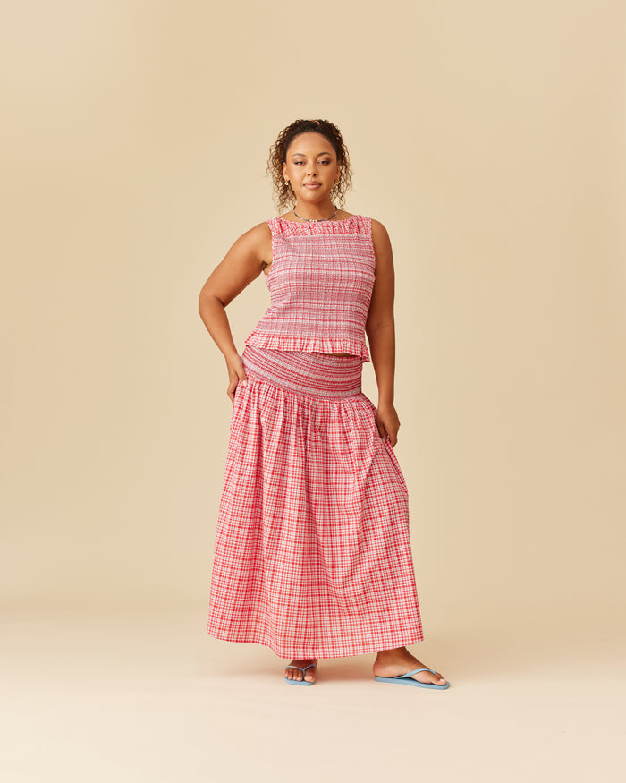 ANASTASIA TANK RED AQUA TARTAN