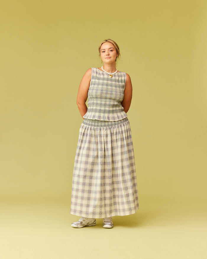 ANASTASIA TANK SAGE TARTAN