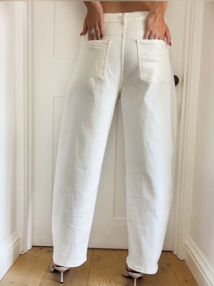 BARREL DENIM JEANS WHITE