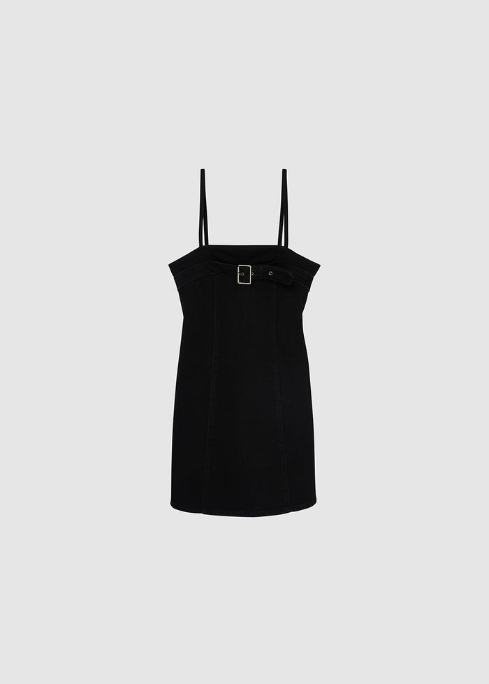BLACK DENIM CAMI MINI DRESS