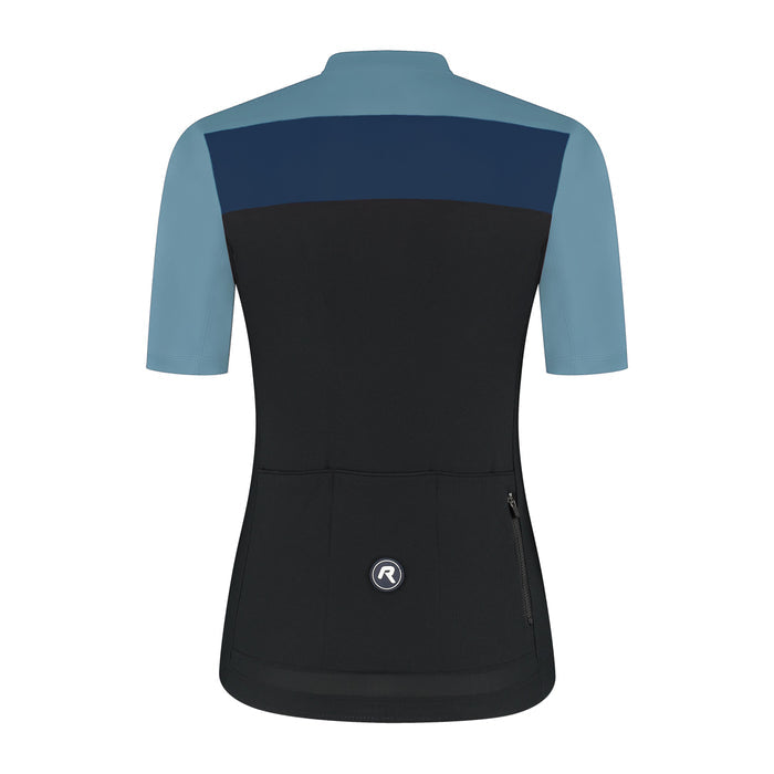 Rogelli Core Block fietsshirt dames blauw korte mouw achterkant.