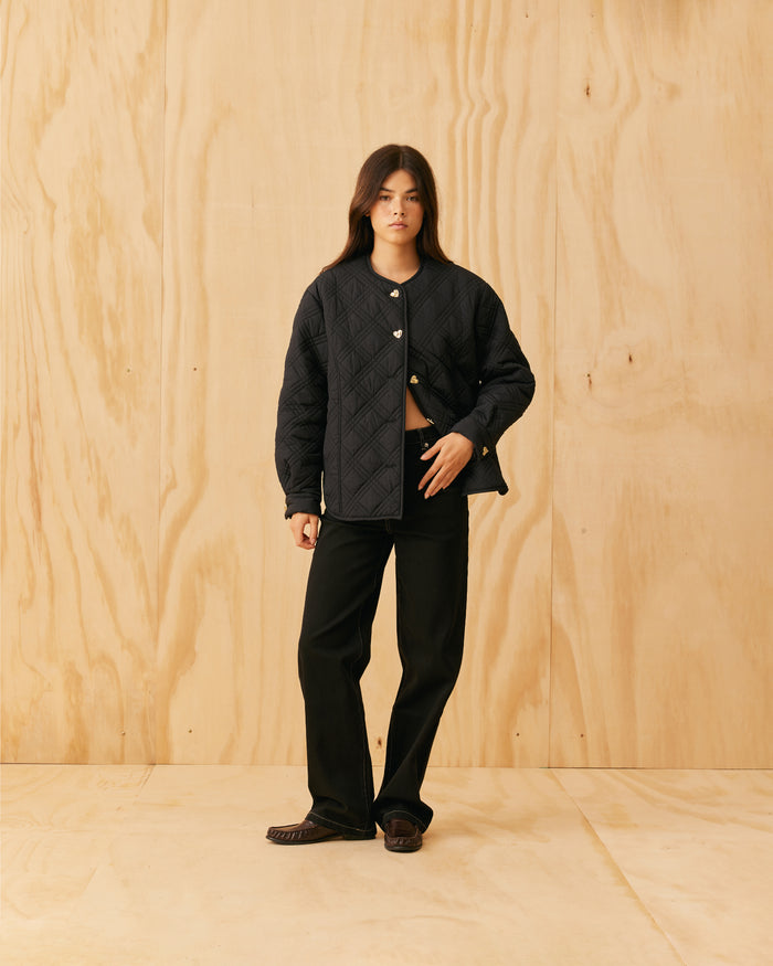DOMINO QUILT JACKET BLACK