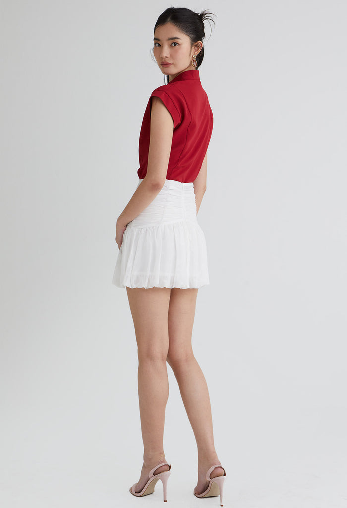 Evelyn Ruched Bubble Mini Skirt