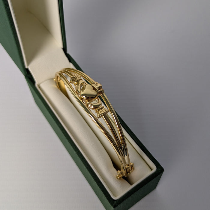 Gold Plated Claddagh Bangle