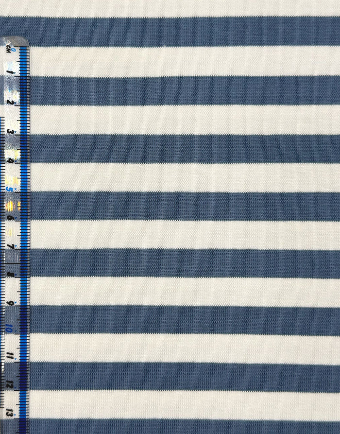 Jeans Blue Striped Yarn Dyed French Terry Fabric