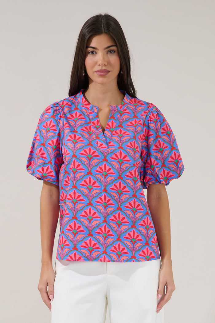 Jolene Split Neck Top Floral