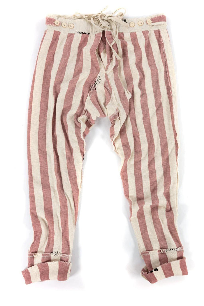 Magnolia Pearl artisan pants, pink and cream stripes, vintage whimsical design, button details