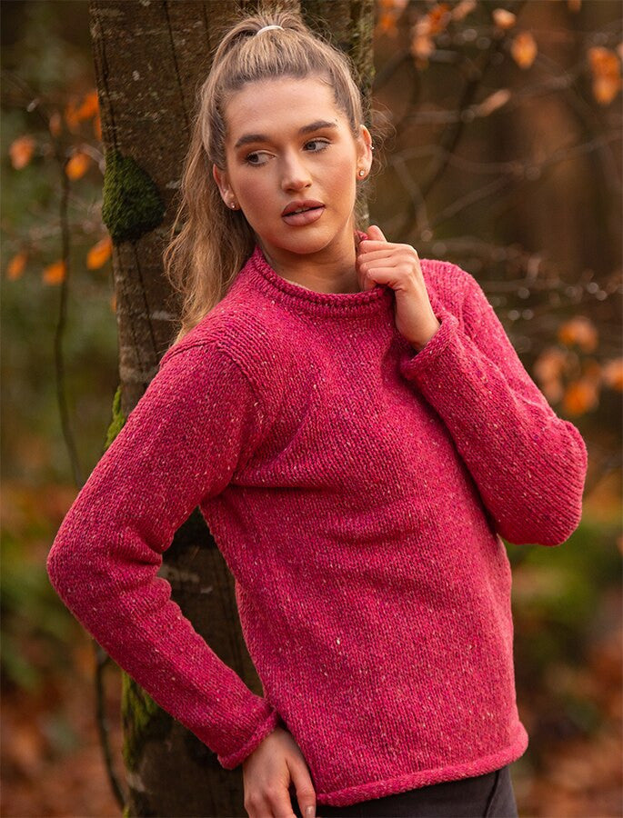Ladies Roll Neck Sweater – Pink #color_pink