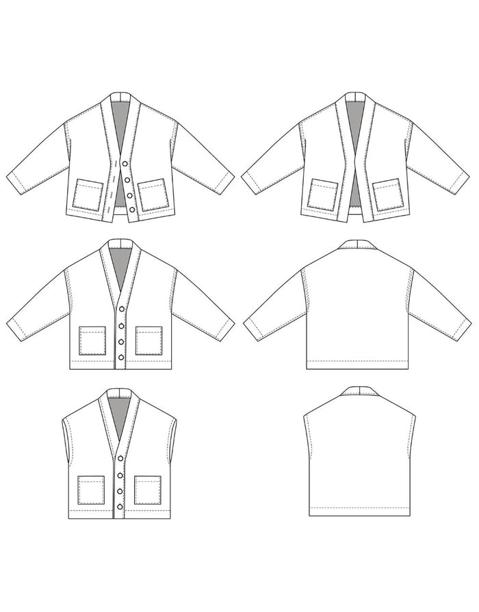Macao Jacket or Cardigan Paper Sewing Pattern, Ikatee