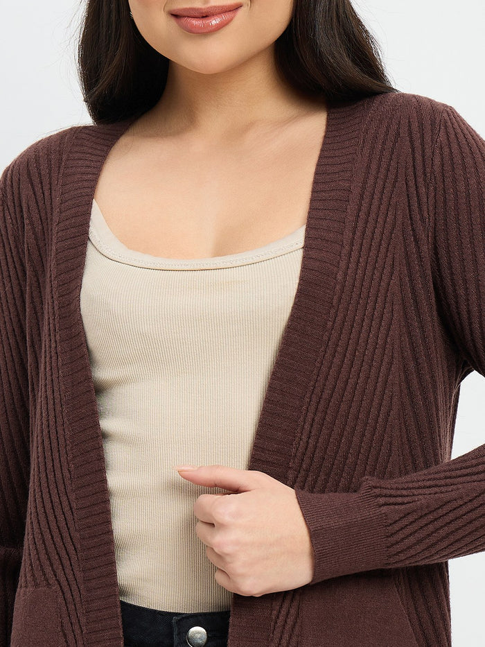 Madame Brown Knit Long Shrug
