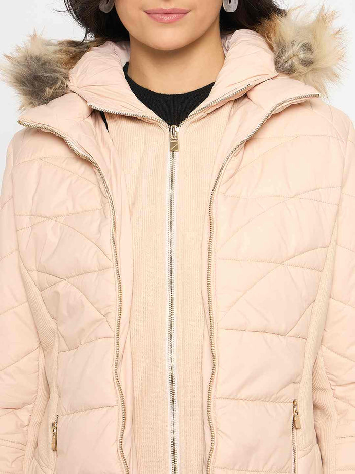 Madame Corduroy Two In One Beige Quilted Jacket