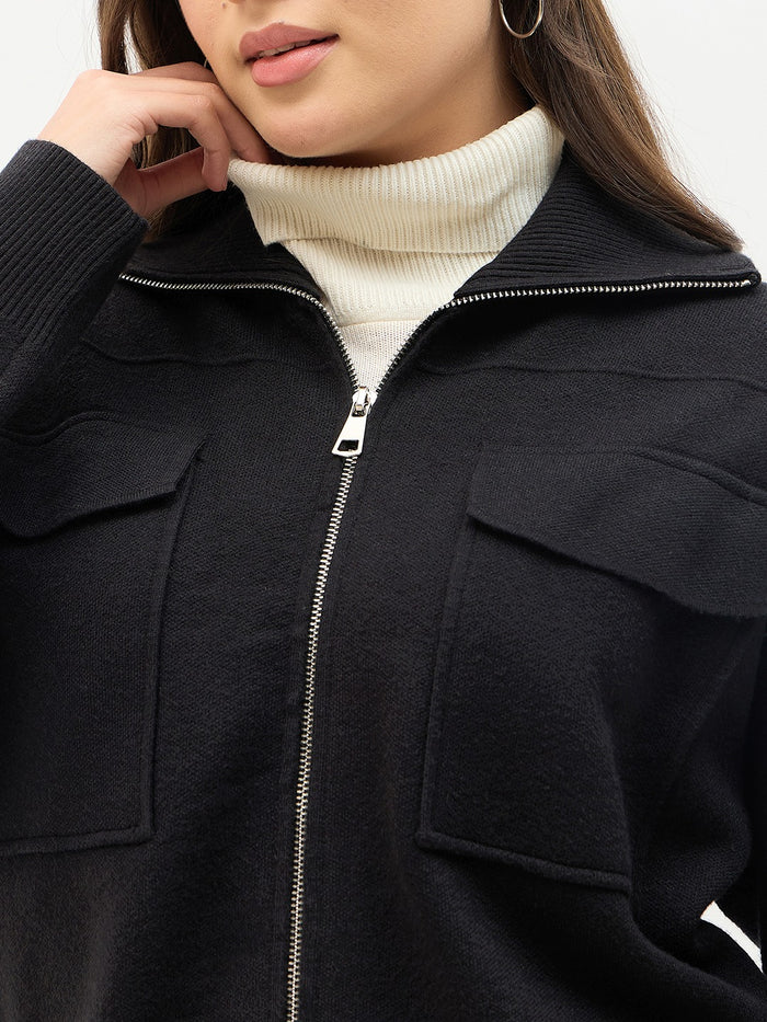 Madame Shirt Collar Black Jacket