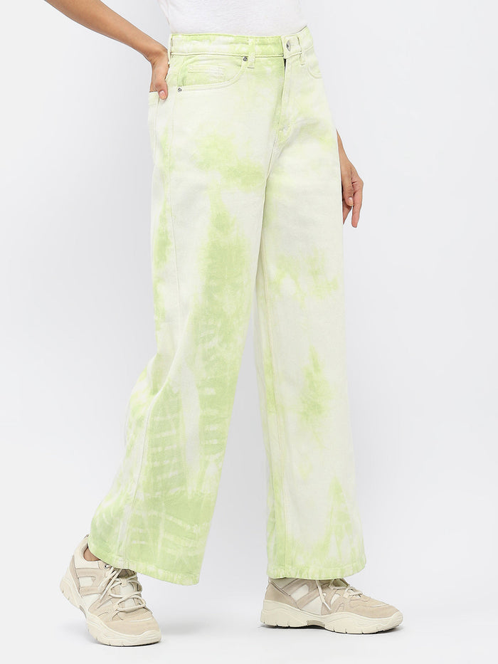Madame Tie-Dye Green Wide Leg Jeans
