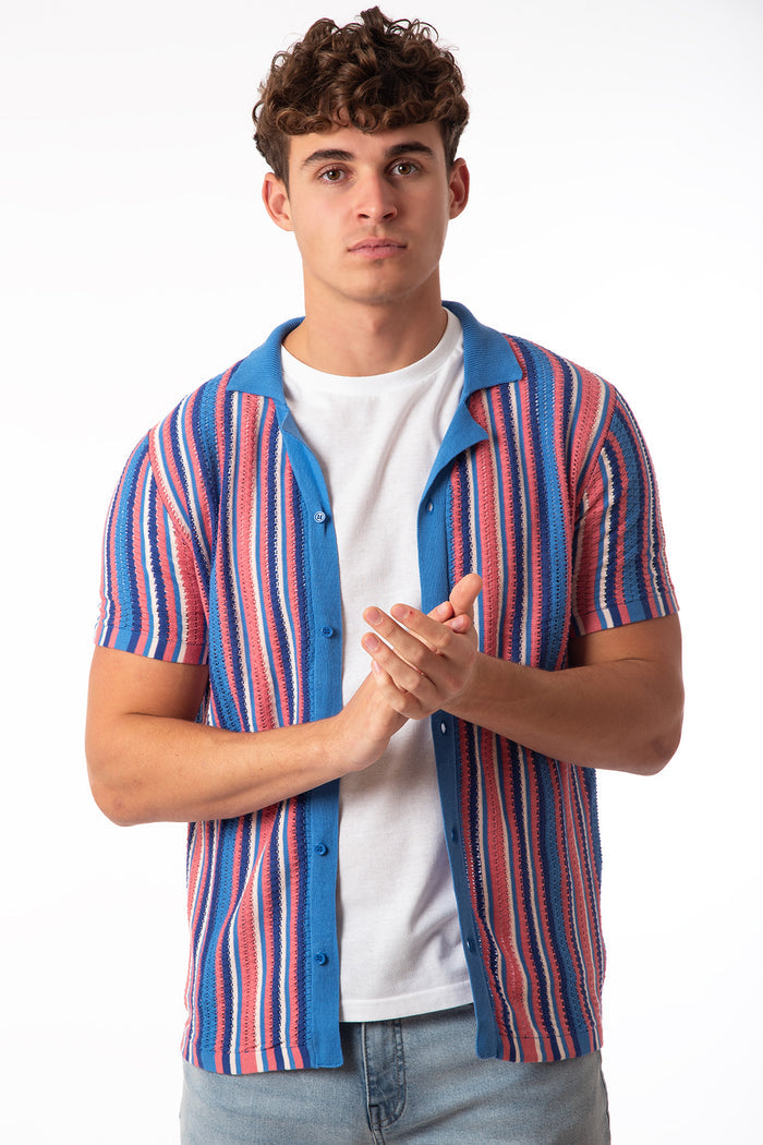Men's Multi-Colour Short Sleeve Knit Top