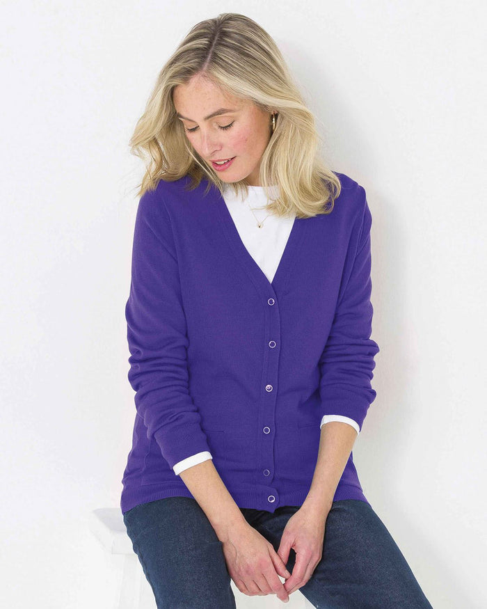 Merino Wool Cardigan - Purple - The Classic Boutique