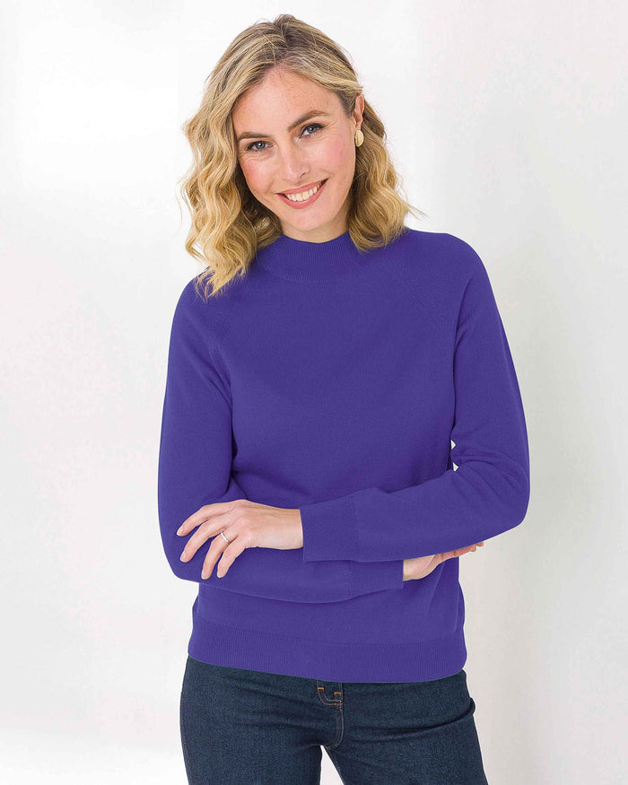 Merino Wool Turtle Neck Jumper - Purple - The Classic Boutique