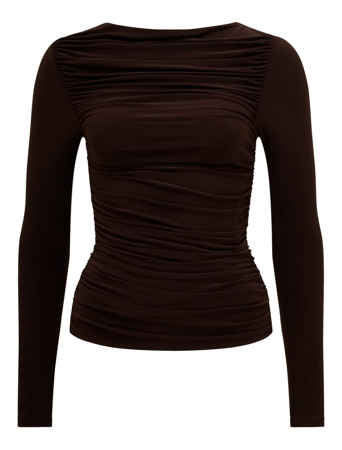 Monica Ruched Boat Neck Top Forever New