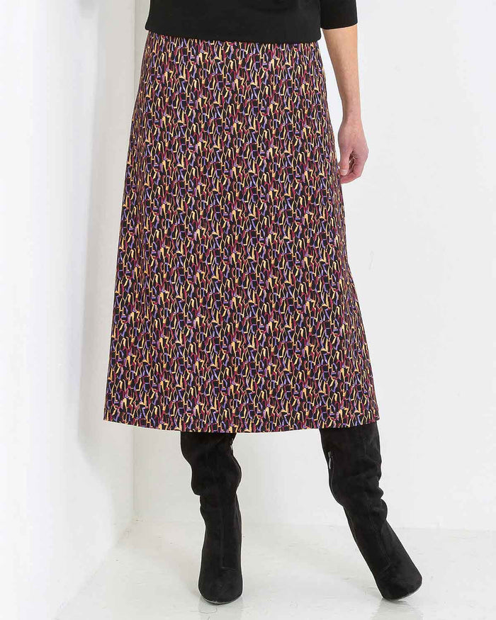 Natalia Patterned Viscose A Line Lined Skirt - The Classic Boutique