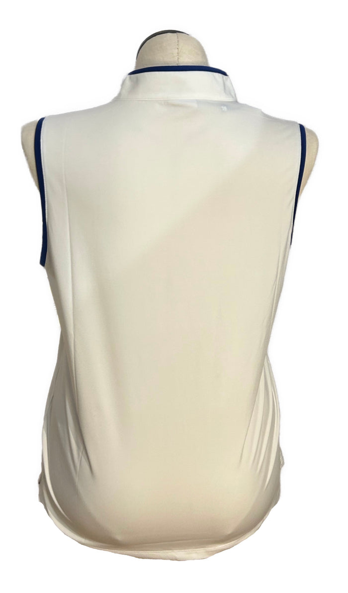 New Birdies & Bows White Sleeveless Polo Navy Accent Size XL