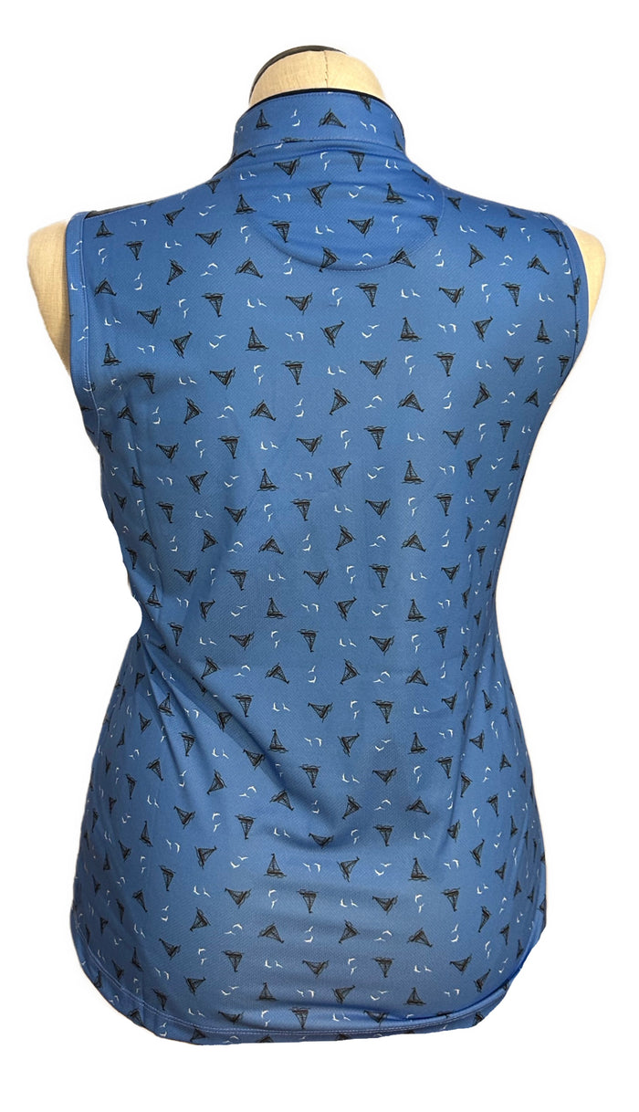 New Greg Norman Sailboat Sleeveless Polo - Cerulean Size L