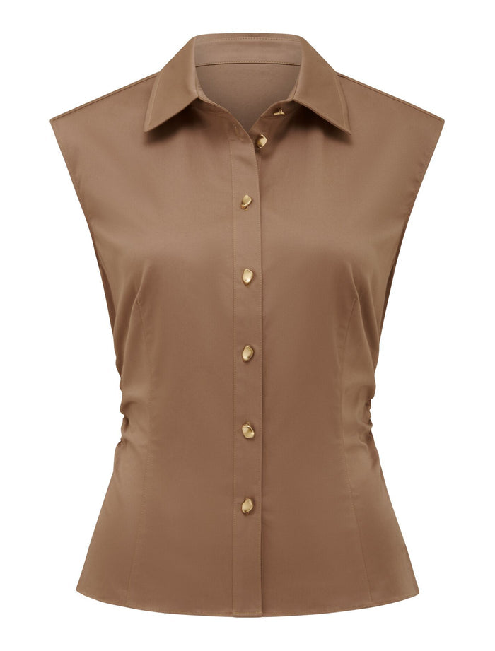 Nova Ruched Collared Top Forever New