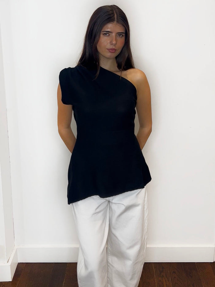 ONE SHOULDER KNIT BLACK