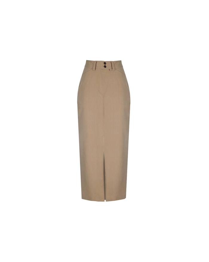 RAFFIA SKIRT CAMEL