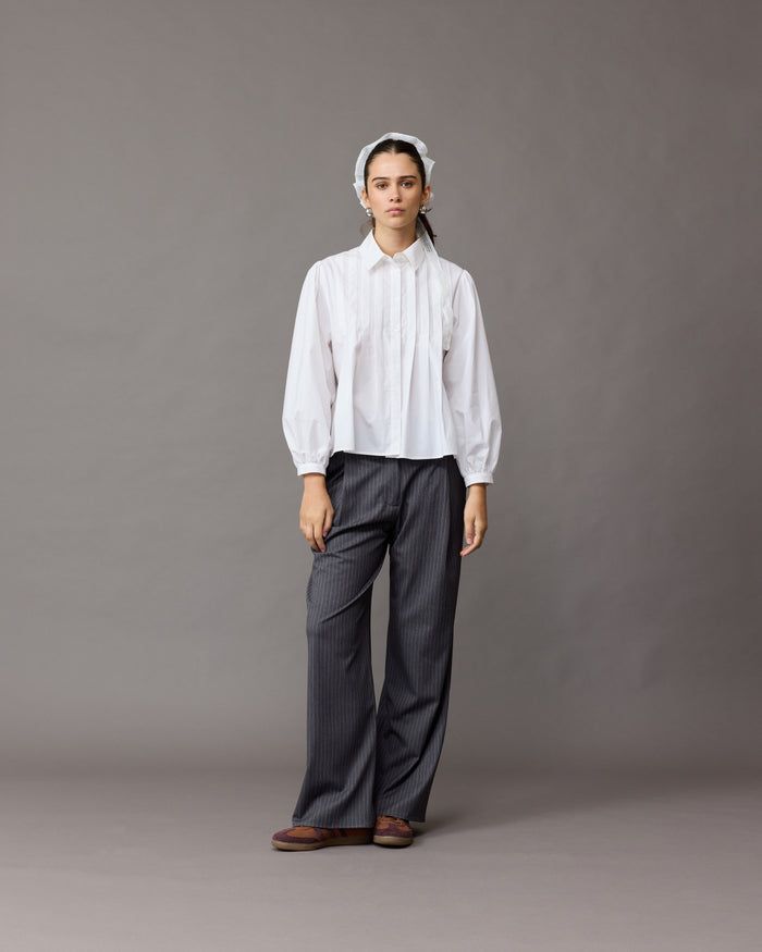 RUE TROUSER CHARCOAL PINSTRIPE