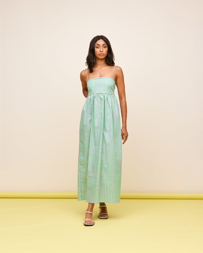 SPRITZ SUNDRESS GREEN STRIPE