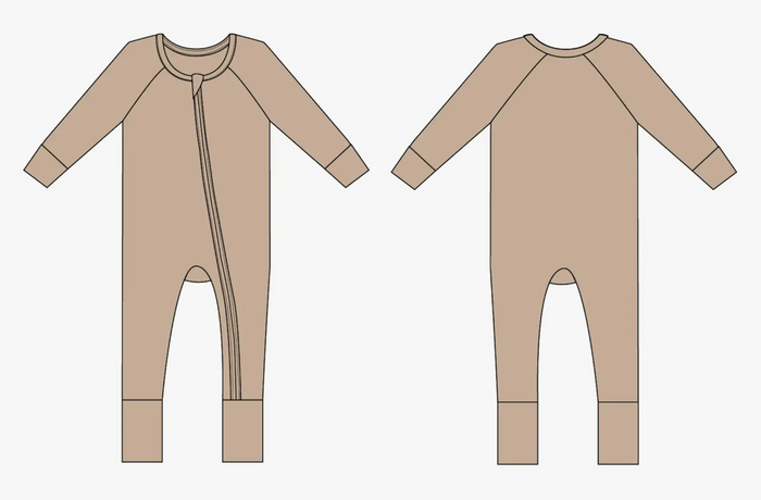 Toasted Almond Bamboo Fold-over Feet Zip Sleeper