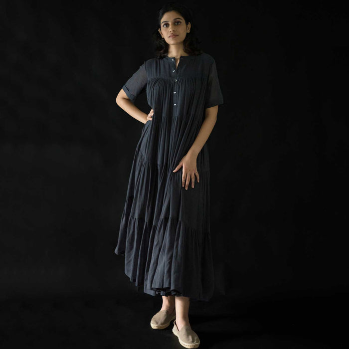 Women's Handwoven Cotton Kora Dress - Ash Grey