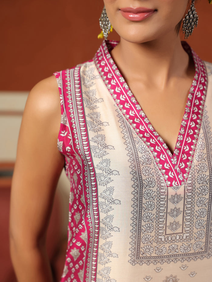 Women's Sleeveless Silk Kurta Set