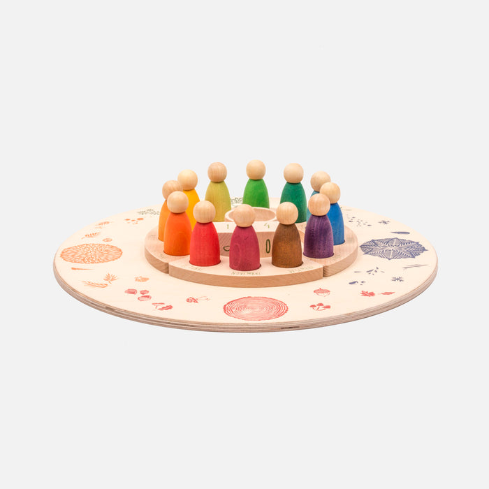 Wooden Round Platform With 4 Seasonal Elements
