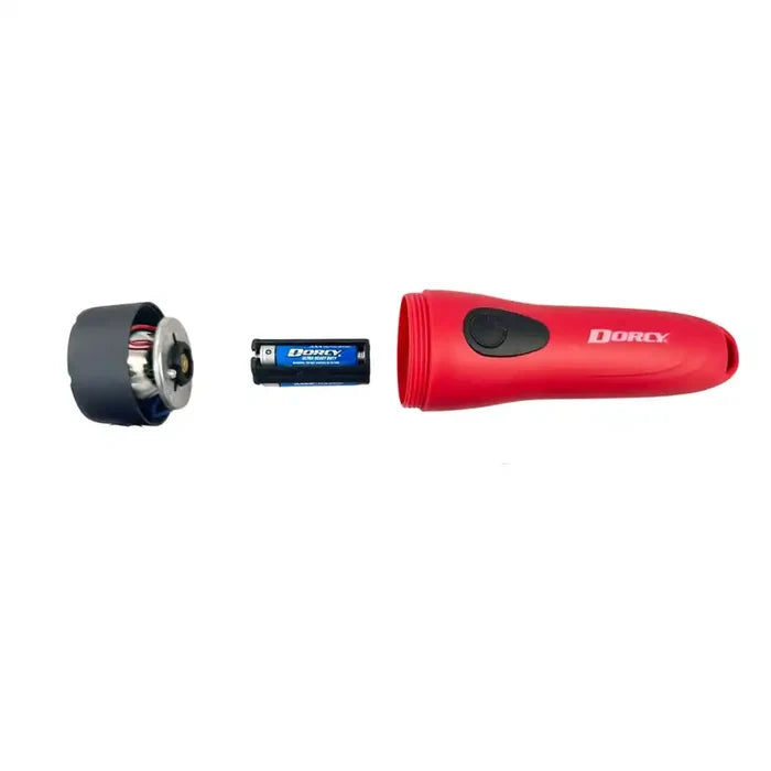 Red flashlight with separate battery