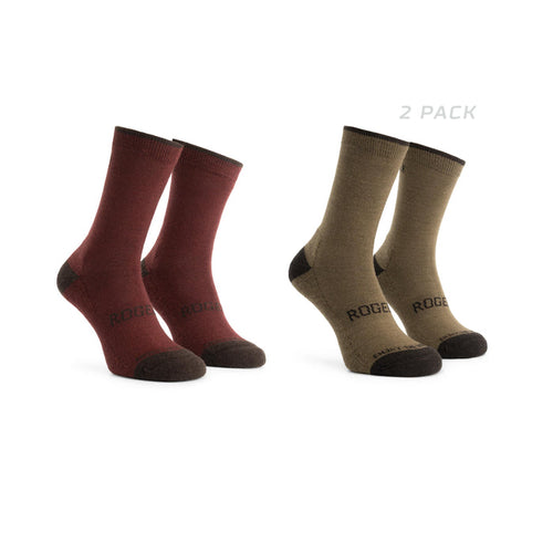 Rogelli Merino Wol 2-pack fietssokken winter bordeaux en bruin.