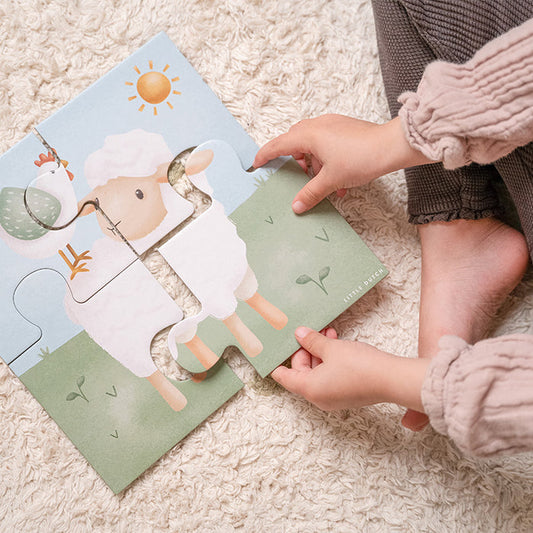 Little Dutch Puzzle-Set Little Farm 4 in 1 – weitere Ansicht der Bauernhofmotive mit verschiedenen Teilezahlen von 4 bis 16