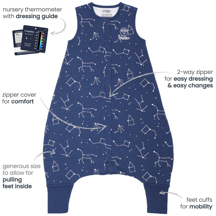 4 Season® Baby Sleep Bag with Feet, Merino Wool & Organic Cotton, Night Sky™