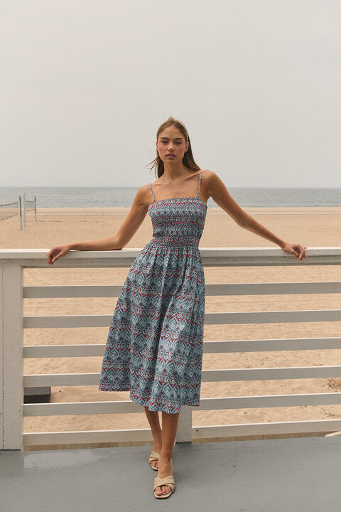 Abrelia Smocked Midi Dress Floral
