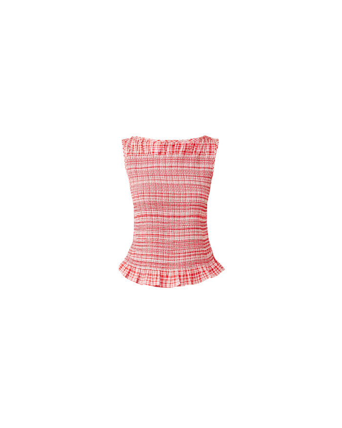 ANASTASIA TANK RED AQUA TARTAN