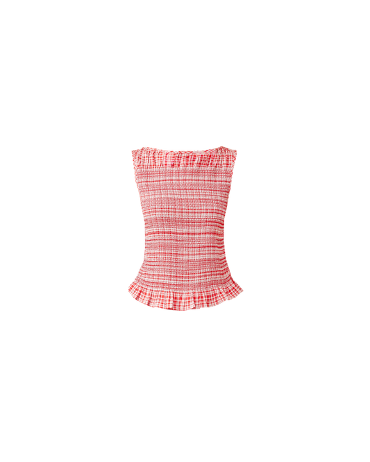 ANASTASIA TANK RED AQUA TARTAN