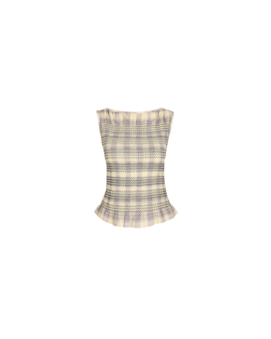 ANASTASIA TANK SAGE TARTAN