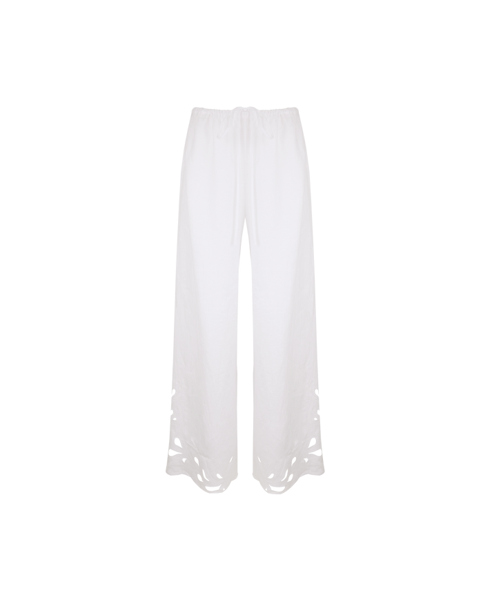 ANDIE LINEN PANT WHITE EMBROIDERY