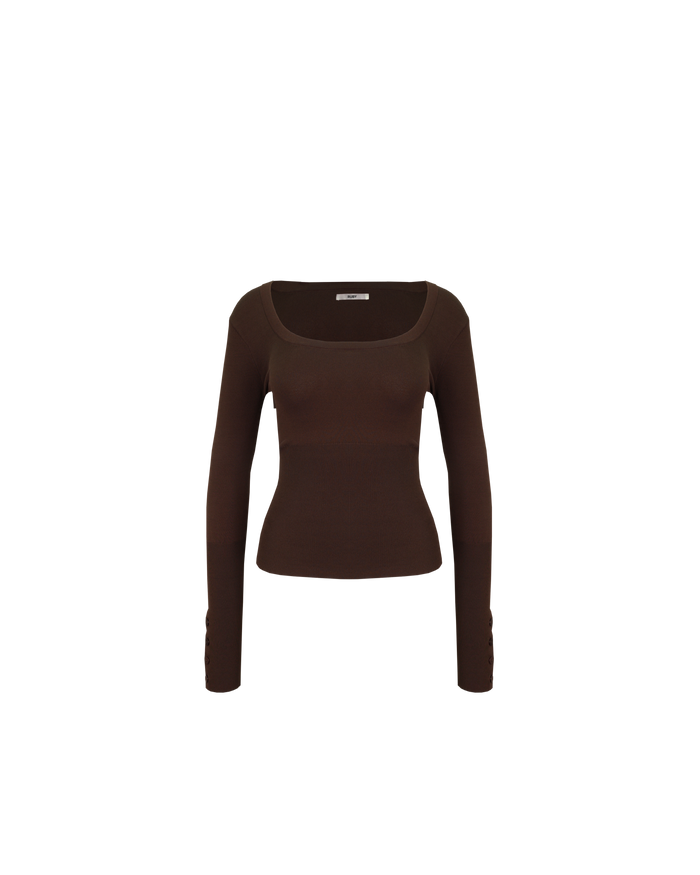 ANNA KNIT TOP CHOCOLATE