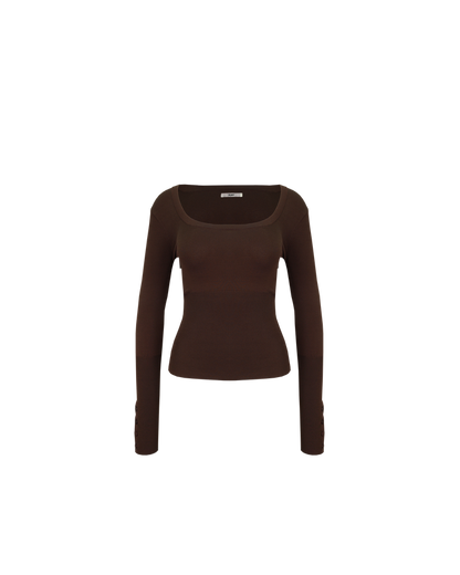 ANNA KNIT TOP CHOCOLATE
