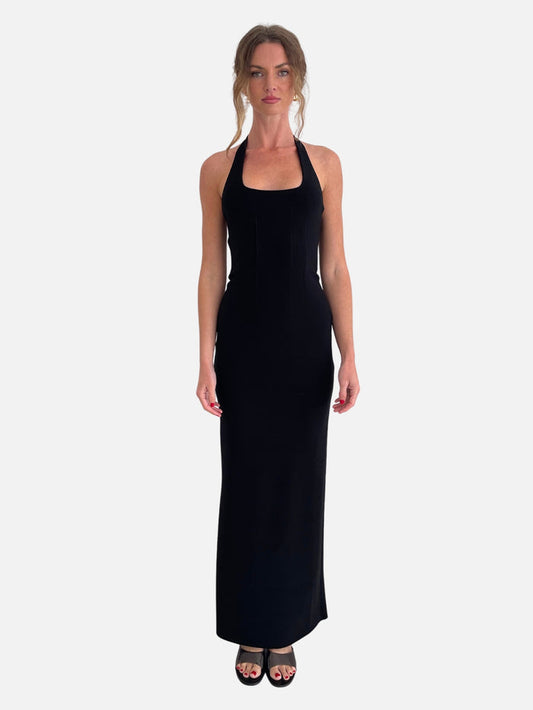 Athena Halter Maxi Dress - Black