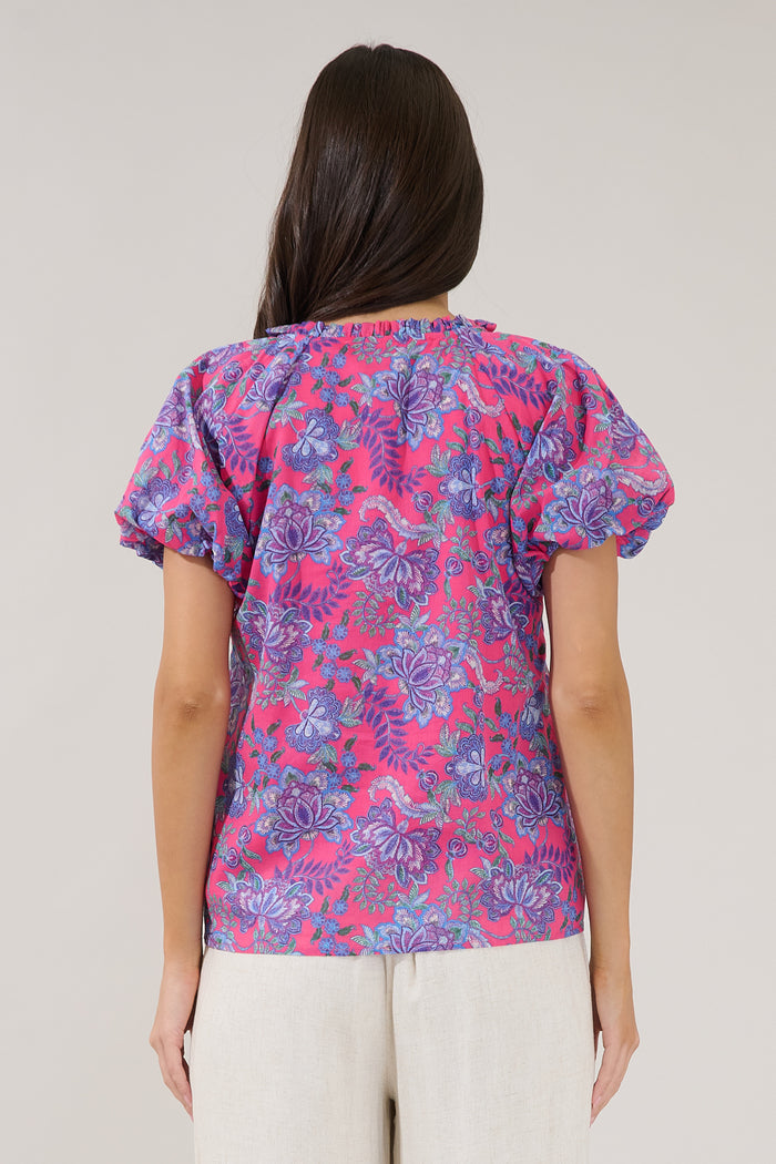 Avy Button Down Top Floral