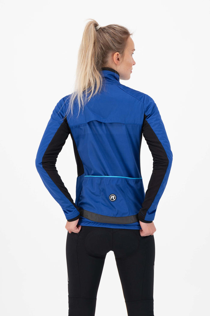 Rogelli Barrier fietsjack dames blauw gedragen achterkant.