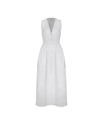 BENNY TIE DRESS WHITE