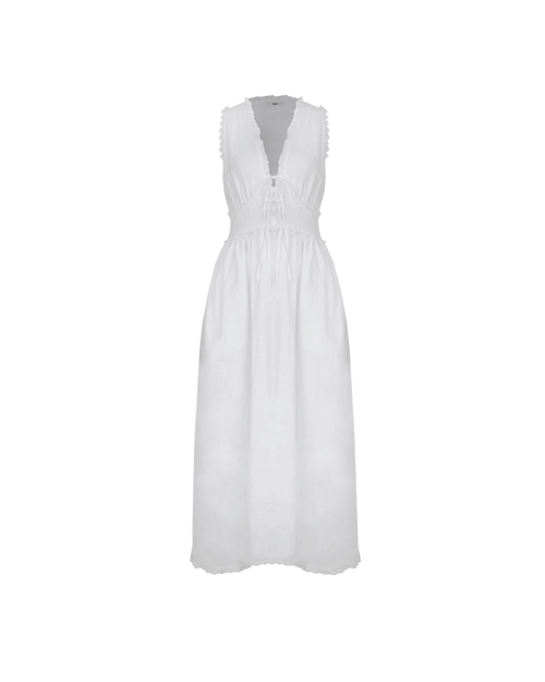 BENNY TIE DRESS WHITE