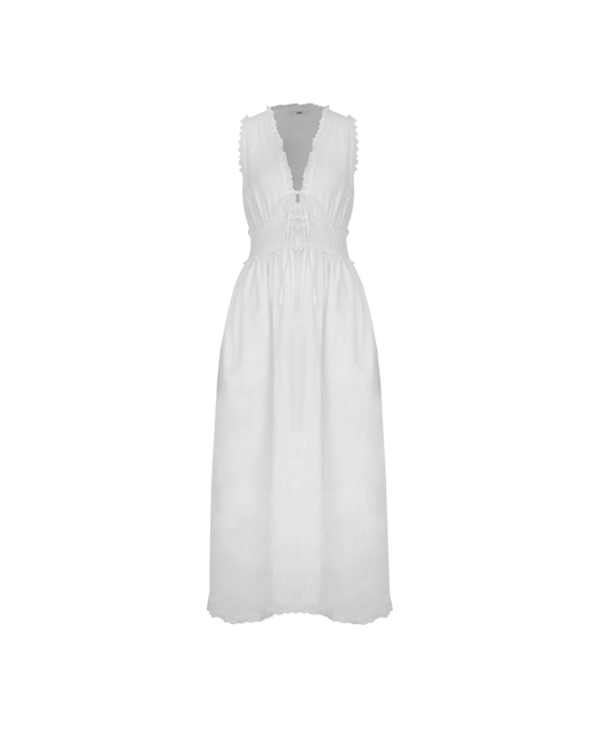 BENNY TIE DRESS WHITE